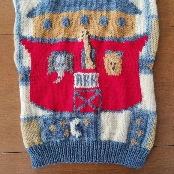 Vtg Handmade Crochet Noahs Ark Knit Wall Hanging Nursery Decor Animals Kids Baby - Picture 2 of 4